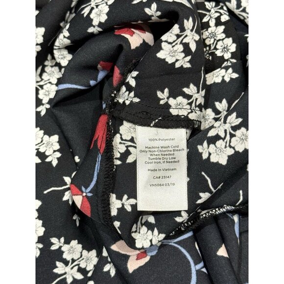 Talbots Sz 10 Dress Mixed Floral Crepe Black Blue Classic Office Boho Midi - Picture 7 of 7